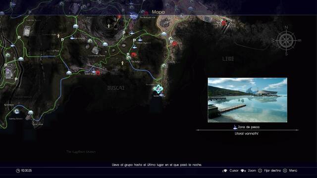 Final Fantasy XV Lugares para pescar - Litoral vannathí