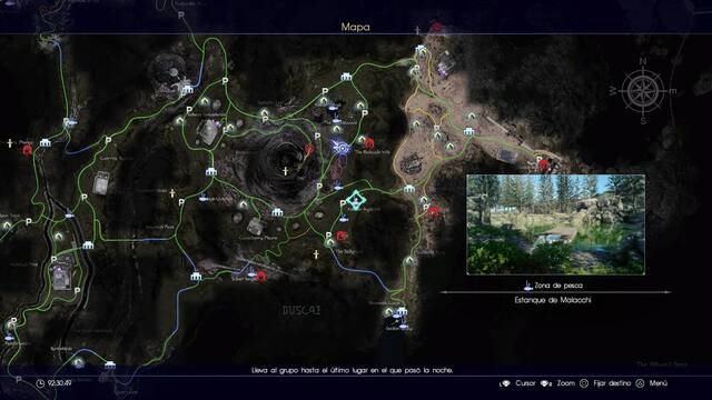 Final Fantasy XV Lugares para pescar - Estanque de Malacchi