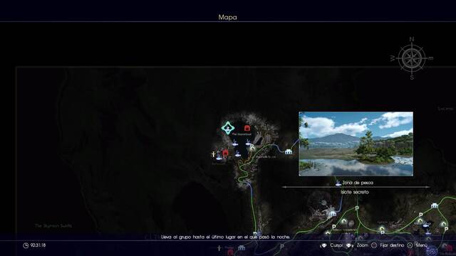 Final Fantasy XV Lugares para pescar - Islote secreto