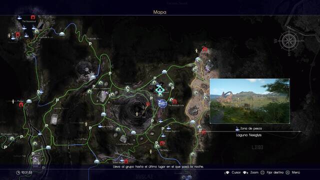 Final Fantasy XV Lugares para pescar - Laguna Neeglyss