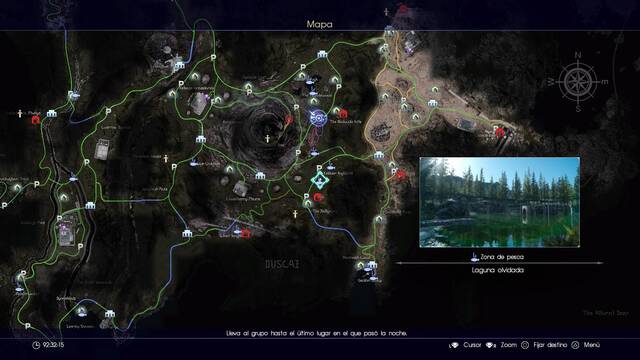 Final Fantasy XV Lugares para pescar - Laguna olvidada