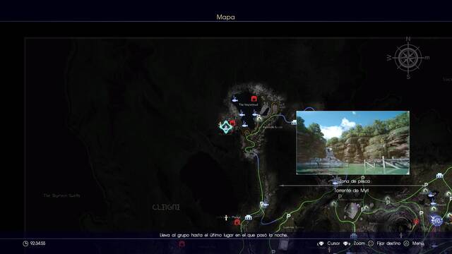 Final Fantasy XV Lugares para pescar - Torrente de Myrl