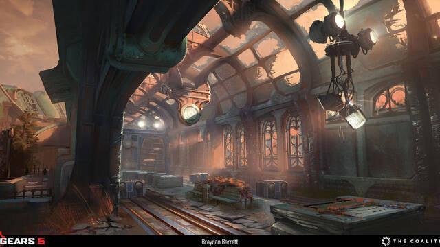 Gears 5 - Ilustraciones - braydan barrett braydan barrett mp asylum v1 train station concept