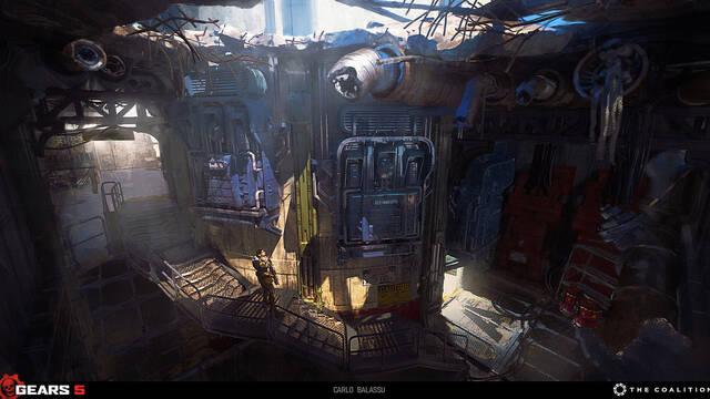 Gears 5 - Ilustraciones - carlo balassu windmill interior v04 2020