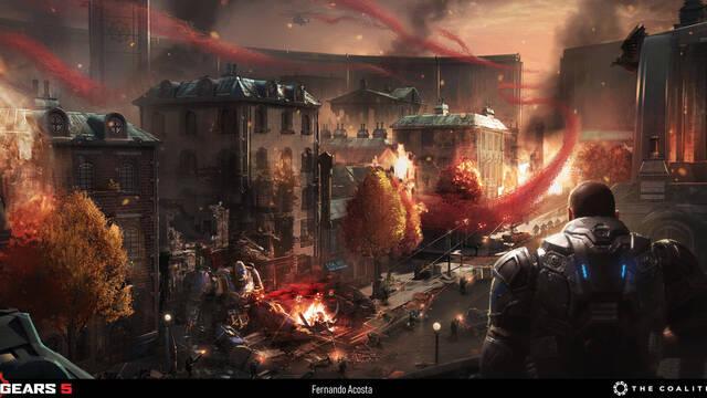 Gears 5 - Ilustraciones - fernando acosta gears 5 env facosta settlement2 fallencity