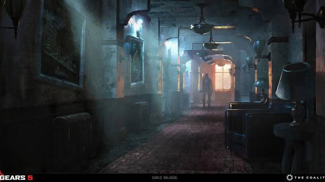 Gears 5 - Ilustraciones - carlo balassu hallway 2019