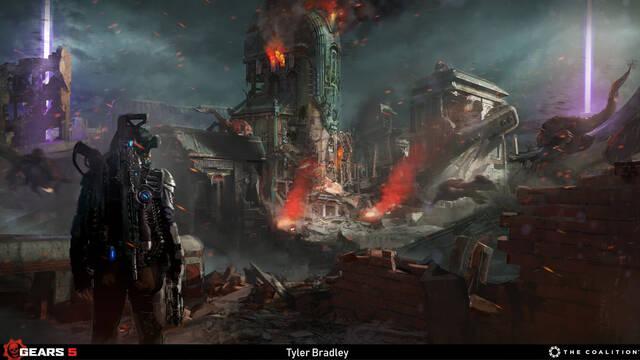 Gears 5 - Ilustraciones - tyler bradley marcus rescue paintoverv04