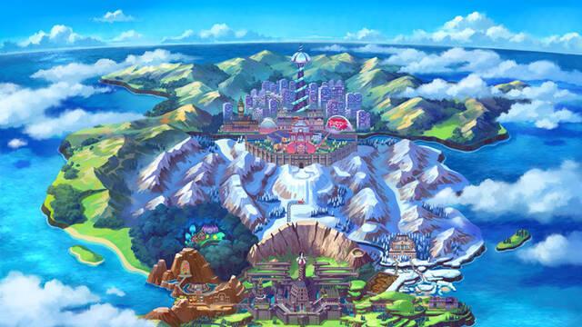 Pokmon Espada y Escudo - Ilustraciones - pss galar region map