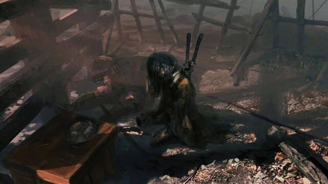 Sekiro - Ilustraciones - ssdt young wolf on battlefield