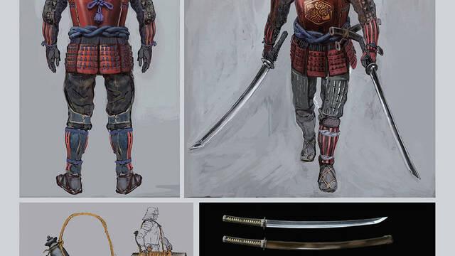 Sekiro - Ilustraciones - ssdt red guard dual katanas