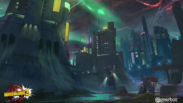 Borderlands 3 - Ilustraciones - adam ybarra spillway tod1 peak night