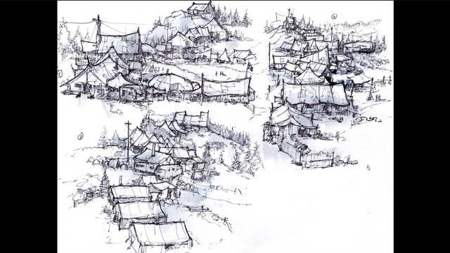 Days Gone - Ilustraciones - donald yatomi tents garrison sketches3
