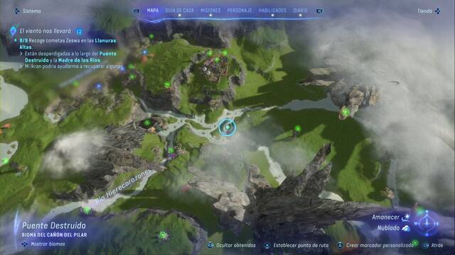 Avatar: Frontiers of Pandora - Cometas zeswa - Cometa en el pilar del cruce del Rio Hierecorazones