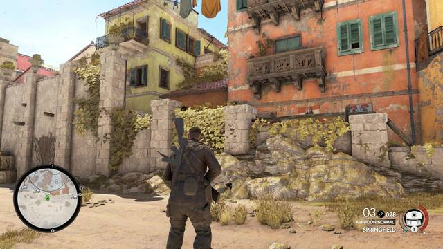 Sniper Elite 4 Aldea de Bitanti - Escaleras y tejado