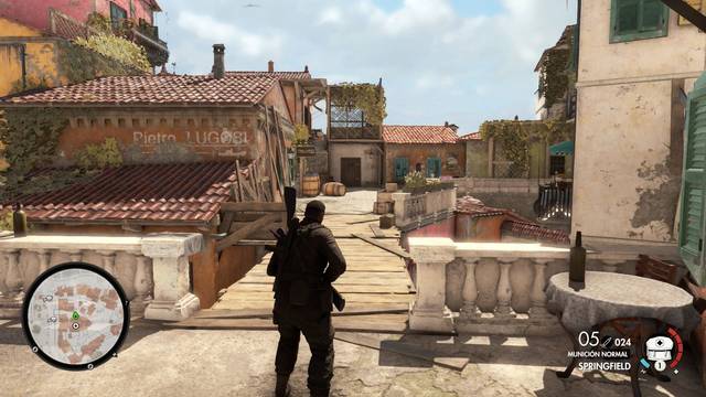 Sniper Elite 4 Aldea de Bitanti - Puente y enrejado