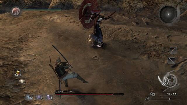 Nioh Entre las sombras Jefe: Hino-enma - Combo con el parasol