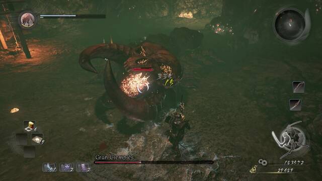 Nioh La mina de plata se resiente Jefe Gran Ciempis - Atacar en la cabeza