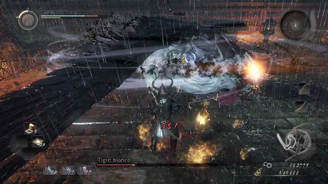 Nioh El demonio del monte Hiei Jefe Tigre Blanco - Ataque giratorio