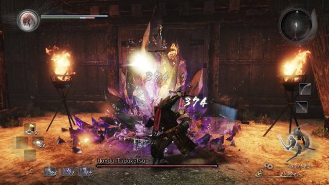 Nioh El castillo profanado Honda Tadakatsu - Atacar a los cristales