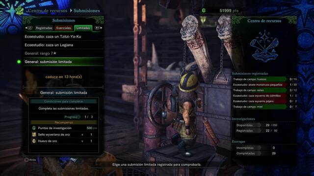 Monster Hunter World - Cómo conseguir objetos raros sin luchar - Completa las submisiones limitadas