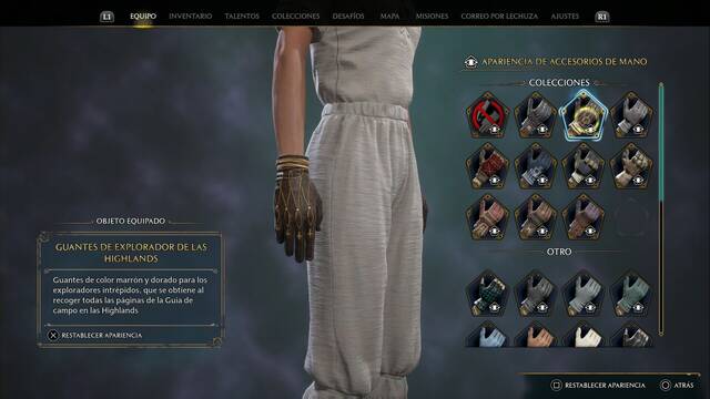 Hogwarts Legacy - Accesorios de mano (Coleccin) - Guantes de explorador de Las Highlands