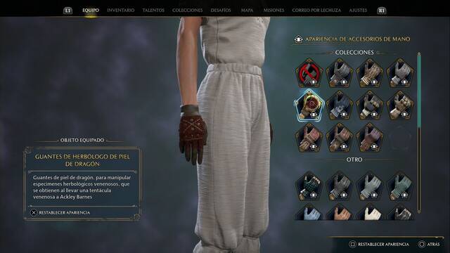 Hogwarts Legacy - Accesorios de mano (Coleccin) - Guantes de herbologo de piel de dragon