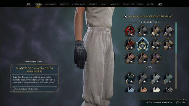 Hogwarts Legacy - Accesorios de mano (Coleccin) - Guantes de calavera de los Ashwinders