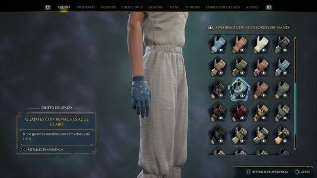 Hogwarts Legacy - Accesorios de mano (Piezas de equipo) - Guantes con remaches azul claro