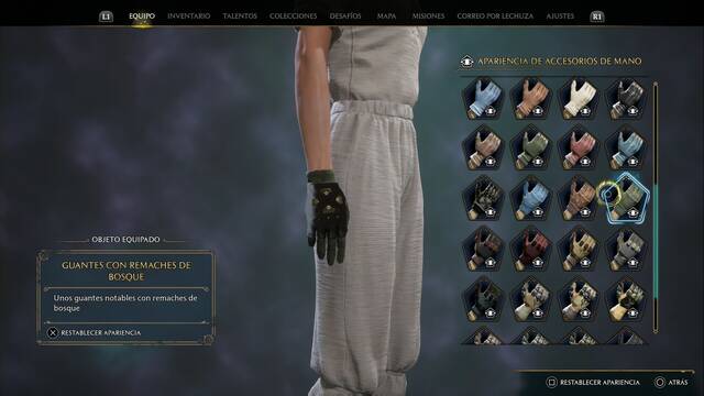 Hogwarts Legacy - Accesorios de mano (Piezas de equipo) - Guantes con remaches de bosque