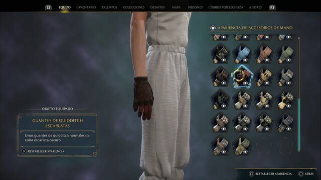 Hogwarts Legacy - Accesorios de mano (Piezas de equipo) - Guantes de quidditch escarlatas