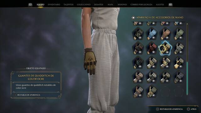 Hogwarts Legacy - Accesorios de mano (Piezas de equipo) - Guantes de quidditch de color ocre