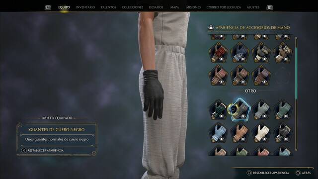 Hogwarts Legacy - Accesorios de mano (Piezas de equipo) - Guantes de cuero negro