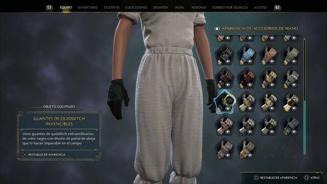 Hogwarts Legacy - Accesorios de mano (Piezas de equipo) - Guantes de quidditch invencibles