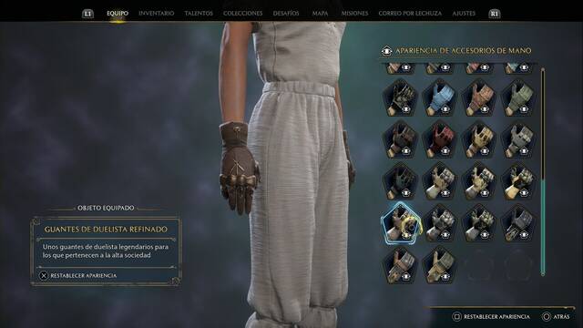 Hogwarts Legacy - Accesorios de mano (Piezas de equipo) - Guantes de duelista refinado