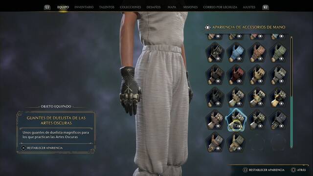 Hogwarts Legacy - Accesorios de mano (Piezas de equipo) - Guantes de duelista de las Artes oscuras