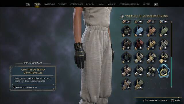 Hogwarts Legacy - Accesorios de mano (Piezas de equipo) - Guantes de ebano ornamentales