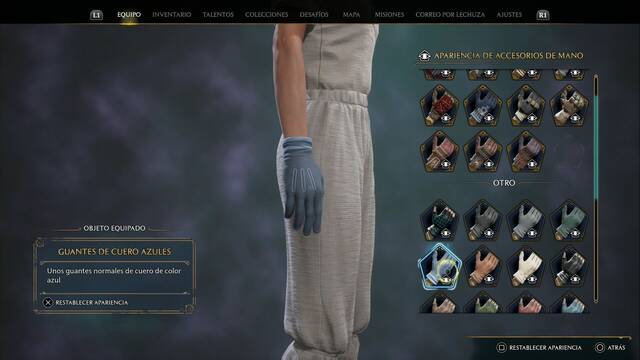 Hogwarts Legacy - Accesorios de mano (Piezas de equipo) - Guantes de cuero azules