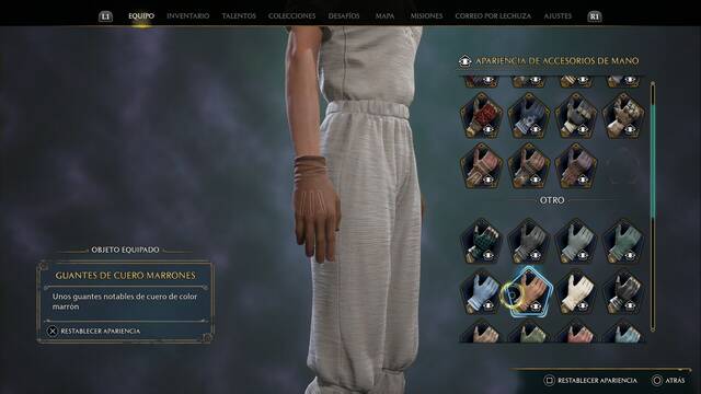 Hogwarts Legacy - Accesorios de mano (Piezas de equipo) - Guantes de cuero marrones