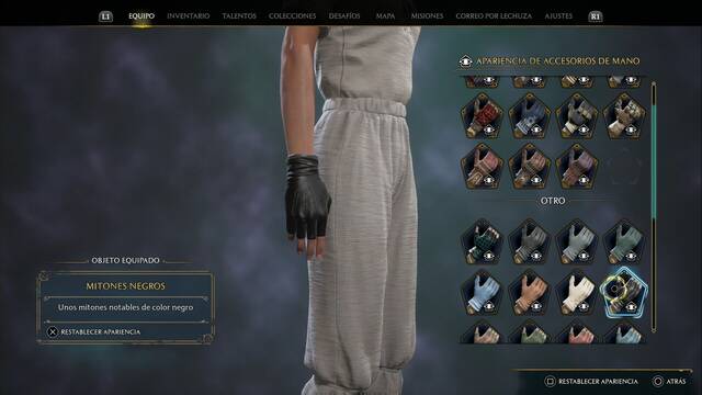 Hogwarts Legacy - Accesorios de mano (Piezas de equipo) - Mitones negros