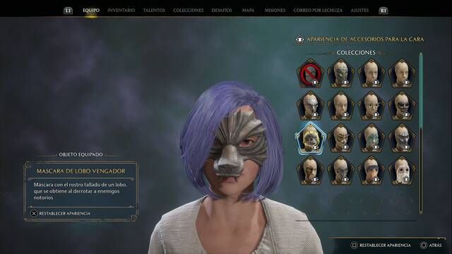 Hogwarts Legacy - Accesorios para la cara (Coleccin) - Mascara de lobo vengador