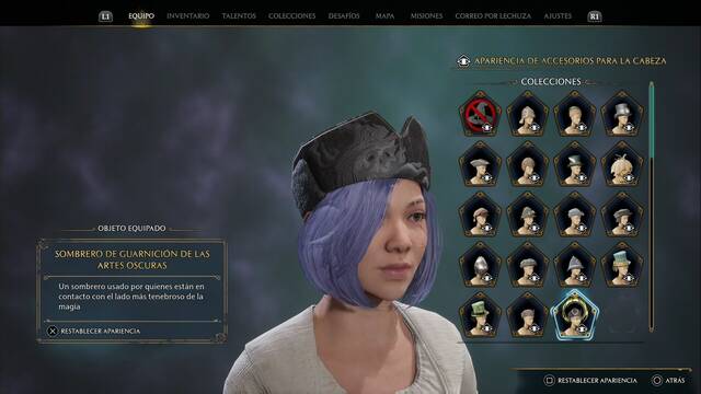 Hogwarts Legacy - Accesorios para la cabeza (Coleccin) - Sombrero de guarnicion de las Artes oscuras