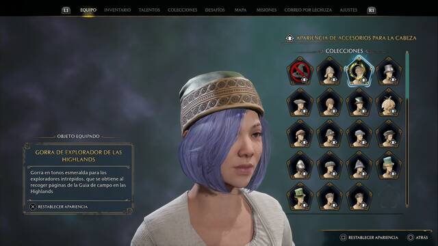 Hogwarts Legacy - Accesorios para la cabeza (Coleccin) - Gorra de explorador de Las Highlands