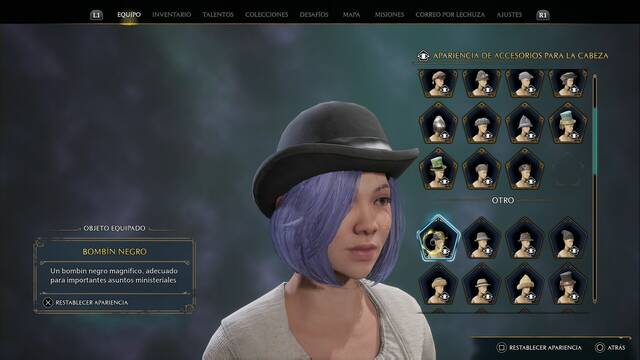 Hogwarts Legacy - Accesorios para la cabeza (Piezas de equipo) - Bombin negro