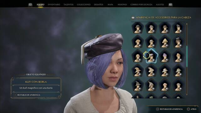 Hogwarts Legacy - Accesorios para la cabeza (Piezas de equipo) - Kufi con borla