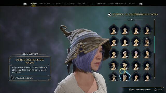 Hogwarts Legacy - Accesorios para la cabeza (Piezas de equipo) - Gorro de hechicero del bosque