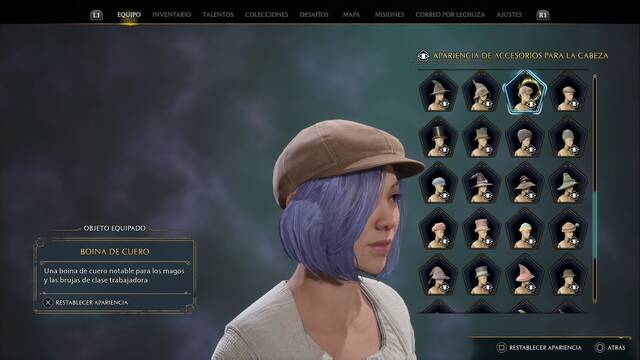 Hogwarts Legacy - Accesorios para la cabeza (Piezas de equipo) - Boina de cuero