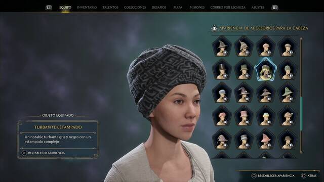 Hogwarts Legacy - Accesorios para la cabeza (Piezas de equipo) - Turbante estampado