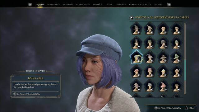 Hogwarts Legacy - Accesorios para la cabeza (Piezas de equipo) - Boina azul