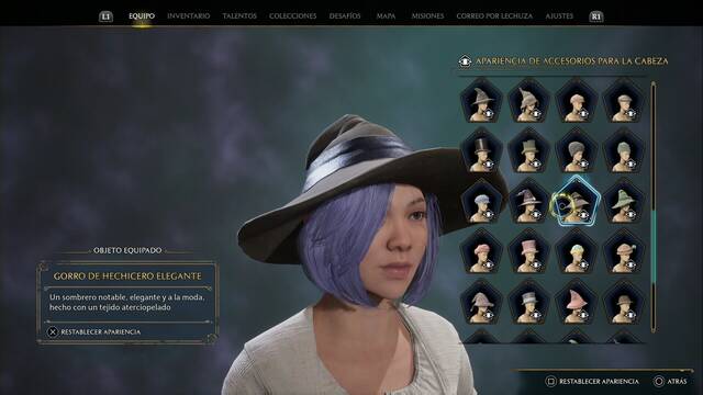 Hogwarts Legacy - Accesorios para la cabeza (Piezas de equipo) - Gorro de hechicero elegante