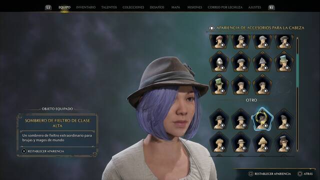 Hogwarts Legacy - Accesorios para la cabeza (Piezas de equipo) - Sombrero de fieltro de clase alta